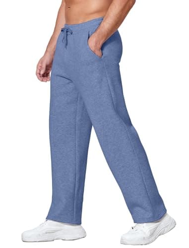 Deyeek Mens Sweat Pants Open Bottom Joggers Sweatpants with Pockets Fleece Sweatpants for Men Sweats Thick Blue Sweatpants - Image 1