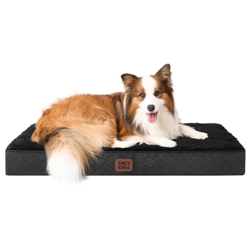 EHEYCIGA Orthopedic Dog Beds for Large Dogs with Removable Washable Cover, Black, 36x27 - Image 1