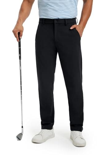 M MAELREG Men's Golf Pants Quick Dry Lightweight 30/32/34 Stretch Work Dress Casual Trousers with 4 Pockets Golf Pants Men Black - Image 1