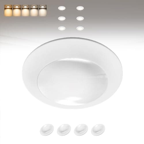 AHIMORI 15w Led Flush Mount Ceiling Light 1200lm Round Disk Light Dimmable 5 Cct 3000k -5000k Wafer-Thin Recessed Can Lamp Low Profile Modern Fixture for Bedroom Kitchen Hallway 4 Pack - Image 1