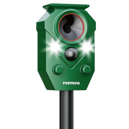PESTECO Solar Animal Repellent Outdoor, Ultrasonic Cat Repellent Outdoor, IP65 Waterproof Deer Repellent Deterrent Squirrel Racoon Skunk Rabbit, Dog Repellent for Yard Garden Lawn with PIR Sensor - Image 1