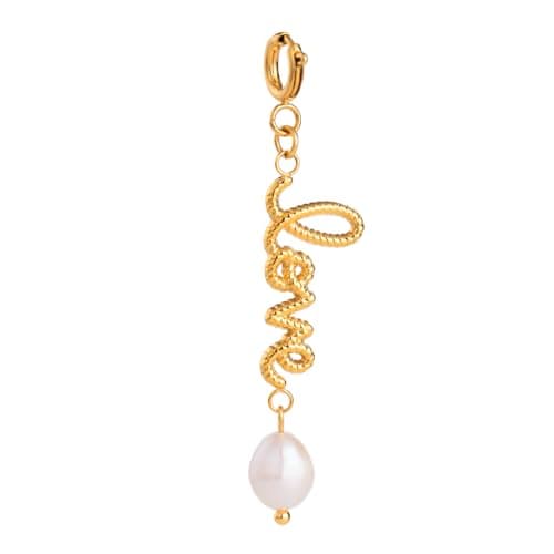 FAMARINE Pearl Keychain for Bag LOVE Chain Keychain Clasp Clip on Charms Accessories