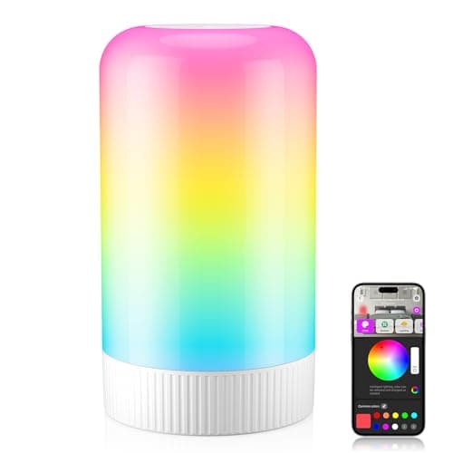 RGBICWW Smart Table Lamp, Touch Bedside Lamp with App Control, LED Desk Lamp with Music Sync, 30+ Scenes & 16M Colors, Color Changing Lamp for Bedroom Living Room Gaming Dimmable Night Light, White - Image 1
