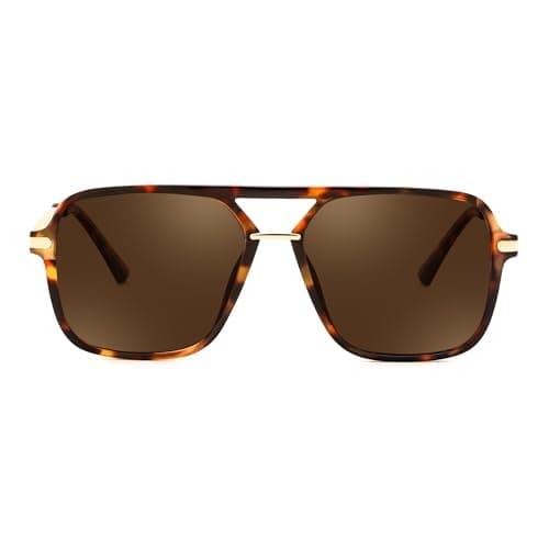 FEISEDY Retro Square Aviator Sunglasses for Women & Men, Polarized Lens, Classic Double Bridge Frame Shades B4195 - Image 1