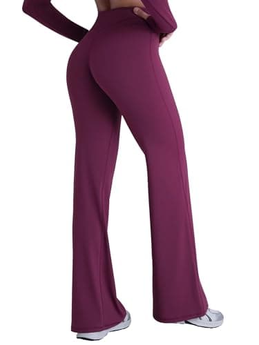 Sunzel Women Hidden Butt Lift Flare Yoga Pants No Front Seam V Crossover High Waist Flare Leg Lounge Workout Flared Leggings - Image 1