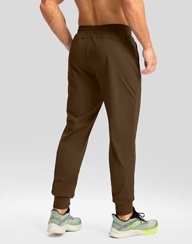 G Gradual Men's Fleece Joggers with Zipper Pockets Winter Warm Pants Water Resistant Athletic Workout Gym Sweatpants for Men(Brown,L) - Thumbnail 4