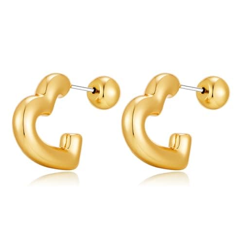 MIJENITI Small Gold Earrings for Women - Tiny Small Heart Stud Statement Earrings, Hypoallergenic Gold Statement Jewelry | Fashion Heart Jewelry - Image 1
