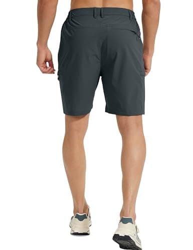 MOURCE Quick Dry Cargo Shorts for Men - Travel Shorts with Zipper Pockets for Hiking Golf Fishing, Grey - Thumbnail 2