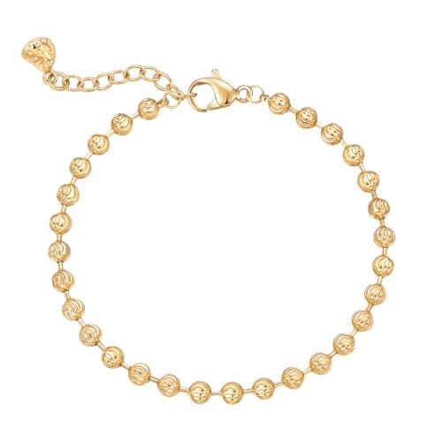 LOYATA Gold Bracelets for Women，14K Gold Plated Cubic Zirconia Diamond Paperclip Beaded Bracelets for Women Dainty Charm Cuban Link Bracelet Jewelry for Women Gifts 1 - Image 1