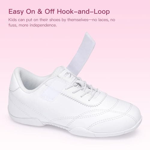 Stelle Girls Cheer Shoes White Youth Cheerleading Dance Sneakers Kids Athletic Tennis Shoes for Competition Training (White,5MB) - Thumbnail 4