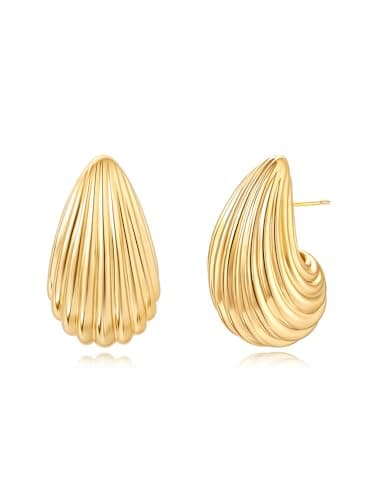 Jurikko Teardrop Gold Chunky Hoop Trendy Earrings for Women, Shell Hollow Hyperallergenic 14K Gold Plated Drop Earrings Fashion Jewelry Gift - Image 1