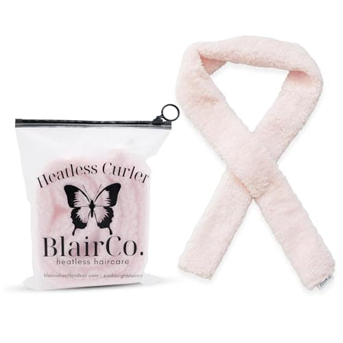 BlairCo Heatless Hair Curler Headband – Handmade Sherpa No Heat Curling Rod for Overnight Curls – Soft Curlers to Sleep in for Medium to Long Hair – Washable Heatless Curling Set – Blush Pink - Image 1