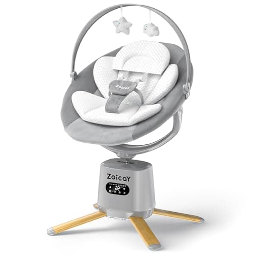 Baby Swings for Infants with 9 Modes & 8 Speeds, Electric 3D-Motion Baby Swings with APP Control, 6 Preset Lullabies, 360° Rotating Seat and Remote Control & BT Enabled, 5 Point Harness (Up to 25lbs) - Image 1