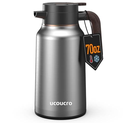 70 oz/2L Thermal Coffee Carafe - 18/8 Stainless Steel Carafes for Hot Liquids-Insulated Coffee Dispenser For Keeping Beverage Hot/Cold Coffee, Tea, Water, Drink Dispenser for Parties,Office,Home - Image 1