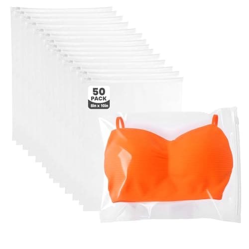50 Pack Swimsuit Organizer Bags, 8x10 Inch Clear Zipper Storage Bags with Vent Holes for Travel - Waterproof Reusable Plastic Bags for Clothes, Underwear, Socks Packing - Image 1