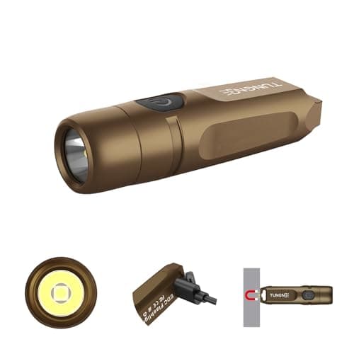TUNENGE S15 Keychain Flashlight- Super Bright 650 High Lumens,UCB C Rechargeable EDC Pocket Flashlight,Mini Flashlight-Light with Magnetic Suitable for Hiking, Emergency (Brown)