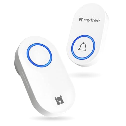 anyfree Wireless Doorbell No Battery Needed, Waterproof Door Bell with 600ft Range, 60 Adjustable Chimes, 4 Volume Level Modes from 0dB to 100dB, Classroom,Home,Office,Hospital,Warehouse - Image 1