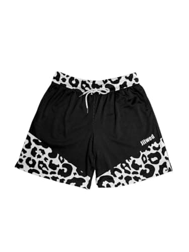 Jilwod Men's Black & White Cow Print Mesh Athletic Shorts – Lightweight Quick-Dry Breathable Workout Running Gym Shorts with Pockets (US, Alpha, Medium, Regular, Regular, Black Cow) - Image 1