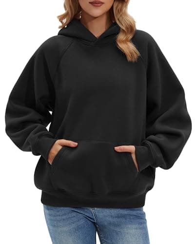 Stelle Women Hoodies Oversized Fleece Long Sleeve Comfy Casual Pullover Sweatshirts 2026 Winter Fall Outfits Black Medium - Image 1