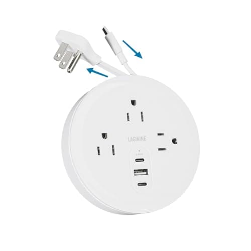 Wall Outlet Extender with Shelf, 10 in 1 Surge Protector, 8 AC Outlets, 2 USB Charging Ports - Home & Dorm Plug Expander - Image 1