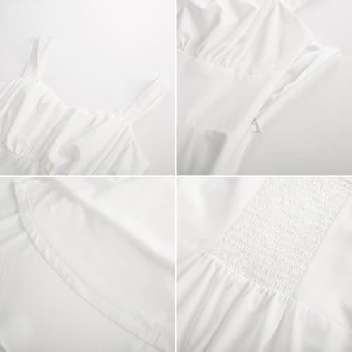 Belle Poque White Dress Women 2026 Summer Sleeveless Flowy Midi Sundress Vintage Elegant Cocktail Party Dress Medium - Thumbnail 2