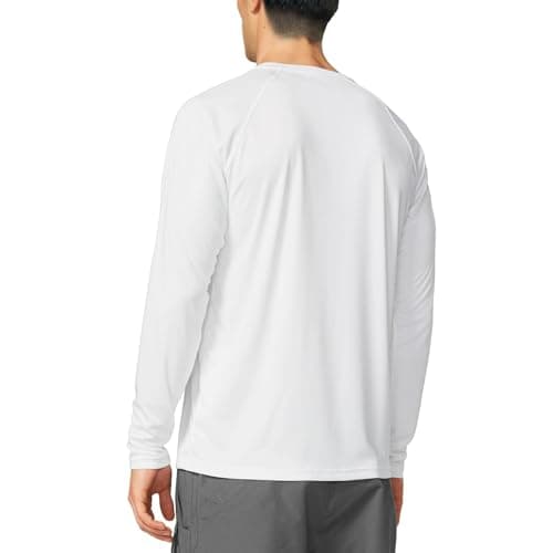 Men's UPF 50+ Swim Shirt Rash Guard Long Sleeve Quick Dry Lightweight SPF Sun Shirts for Hiking Fishing Running White L - Thumbnail 2