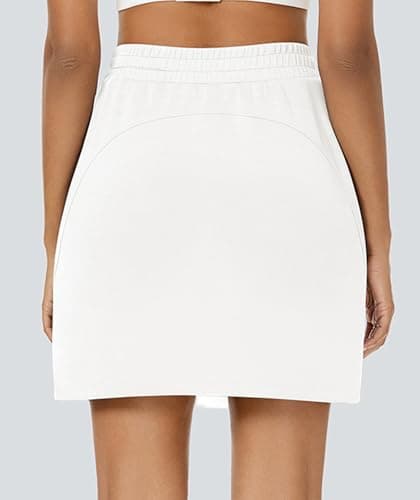 Casly Lamiit Womens Athletic Skort High Waisted Casual Drawstring Lounge Workout Sweat Skirts Trendy Comfy Mini White Tennis Skirt L - Thumbnail 5