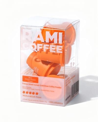 Rami Coffee Cold Brew Freeze Dried Instant Coffee Powder, Medium-Dark Roast 100% Arabica, 6 Portable Single Packets for Home Travel Backpacking Camping - Image 1
