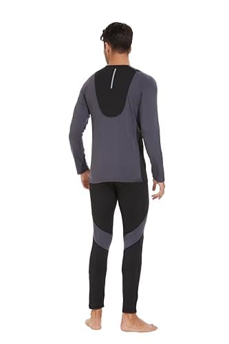 AMZSPORT Mens Thermal Base Layer Set Warm Fleece Lined Winter Underwear Breathable Long Johns Compression Long Sleeve Top & Bottom Grey S - Thumbnail 3