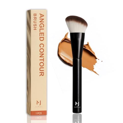 Professional Foundation Brush for Liquid Makeup - 0.06mm Ultra-Fine Bristles | Contour brush Liquid Cream Blending Angled Shape | No Shedding & Easy Clean | Kabuki Makeup Brushes - Image 1