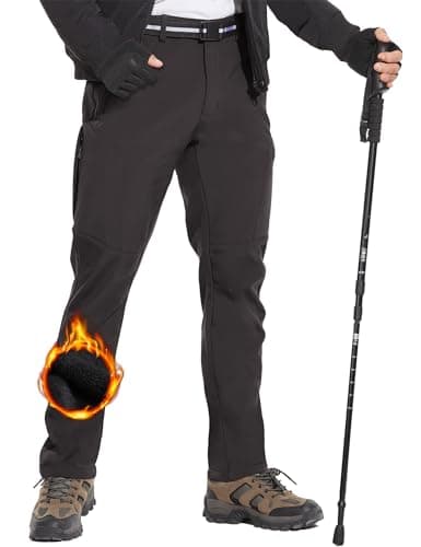 MOURCE Winter Snow Pants Men Water Resistant, Straight Insulated Pants For Men with Belt, Grey 3XL - Image 1