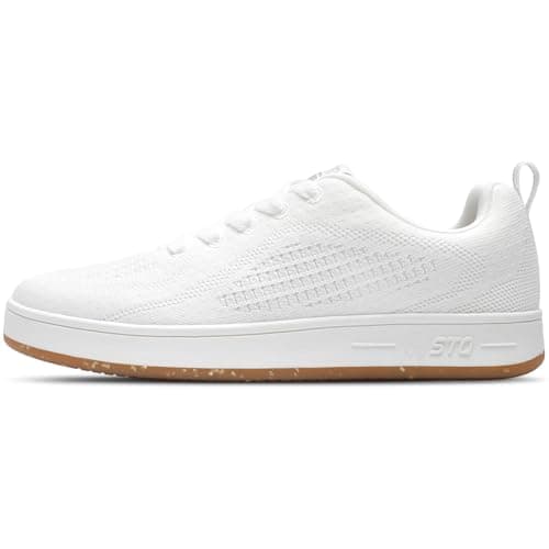 STQ White Sneakers Women Fashion Lace Up Sneakers Breathable Mesh Tennis Shoes White Size 7.5 - Image 1