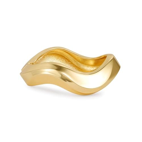 AYWFCBF Bangle Bracelets for Women | Wave Chunky Cuff Bracelet | 14K Gold Plated Trendy Hinged Wide Bangles | Arm Cuff Jewelry for Women - Image 1