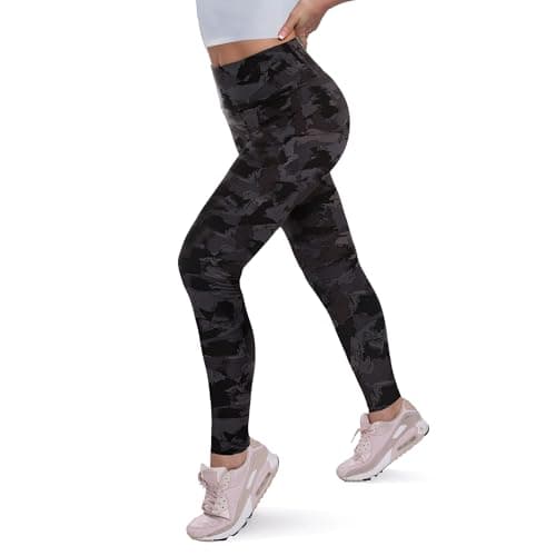QGGQDD Fleece Lined Leggings Women - Soft Tummy Control High Waisted Winter Thermal Warm Yoga Pants for Workout Hiking Black Printing Large-X-Large - Image 1