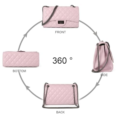 Gladdon Quilted Crossbody Purse for Women Trendy Ladies Shoulder Bag with Chain Designer Purses Light Purple I - Thumbnail 3