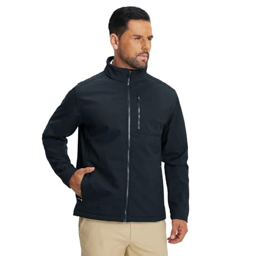 M MAELREG Mens Fleece Jacket Lightweight Soft Shell Warm Lined Golf Jacket Outdoor Hiking Tactical Coat Outerwear - Image 1