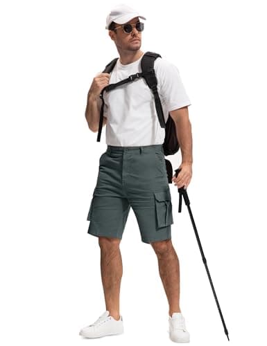 AOHIKE Summer Cargo Shorts for Men - 9" Inseam Outdoor Hiking Shorts for Casual Golf Travel Workout, Grey S - Thumbnail 3