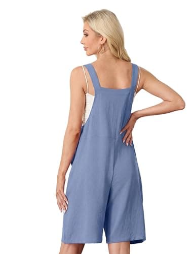 HiMONE Overalls For Women Shorts Loose Fit Women Summer Rompers Vacation Casual Wear (Light Blue-M) - Thumbnail 6
