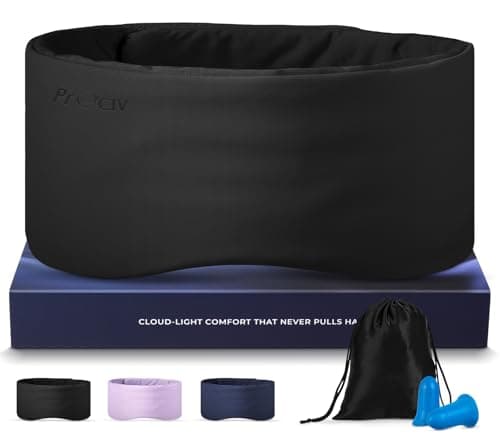 Dual-Sided Sleep Mask for Side Sleepers, Soundless Velcro, Bamboo Fiber & Milk Silk Eye Mask, Zero Pressure Sleeping Mask for Women & Men, Eye Relief Blindfold for Nap, Travel Essentials, Black - Image 1