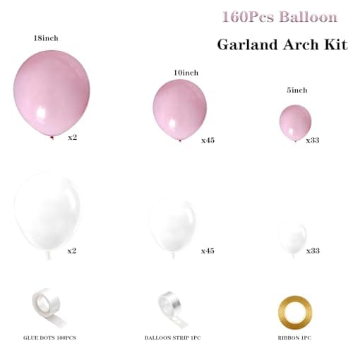 Spring Balloon Garland Arch Kit 160Pcs Pink White Latex Balloons for Baby in Bloom Baby Shower Wedding Bridal Shower Anniversary Birthday Party Decorations - Thumbnail 2
