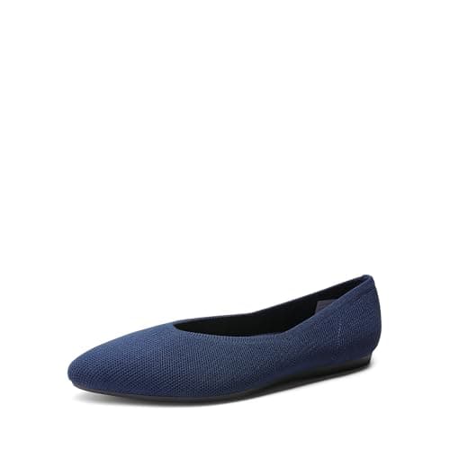 DREAM PAIRS Pointed Toe Flats for Women, Comfortable Dressy Knit Ballet Flats with Arch Support, Women's Dress Shoes for Work Office Business Casual Travel,Size 8.5,Navy,DWUMFA2505 - Image 1