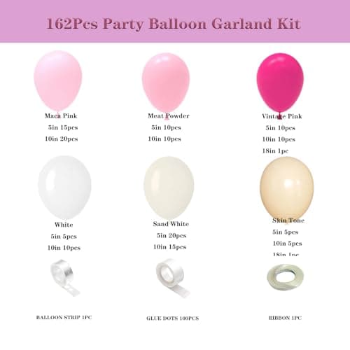 Boho Balloon Garland Arch Kit 162pcs White Sand Macaroon Pink Balloons for Bridal Shower Anniversary Gender Reveal Birthday Party Decorations - Thumbnail 2