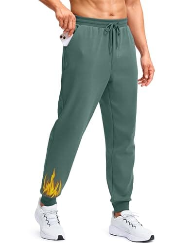 Soothfeel Men's Fleece Joggers Cotton Sweatpants with Deep Pockets Loose Athletic Running Gym Workout Winter Warm Pants, Blsish Green 2XL - Image 1