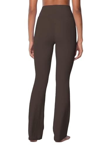 Sunzel Sunzfly Invisible Butt Scrunch Flare Leggings for Women, Mini Flared Yoga Pants with Tummy Control and High Waist 30" Seal Brown X-Large - Thumbnail 4