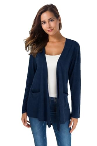 TownCat Womens Lightweight Cardigans Long Sleeve Open Front Casual Cardigan with Pockets (Navyblue, M) - Image 1
