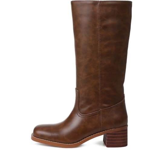 Tarkwa Womens Knee High Boots Brown Wide Calf Shoes for Women Block Chunky Low Heels Leather Boot Vintage Square Toe Winter Fall Boots Long Tall Womens Boot Comfortable Dressy Shoes Size 9.5 - Image 1