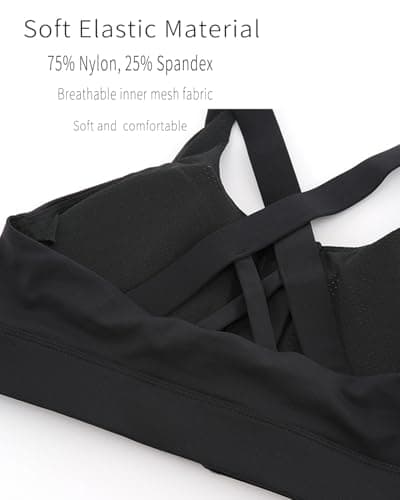 newlashua High Support Sports Bras for Women - High Impact Zip Front Sports Bra Padded Strappy Back Workout Bra XXL Black - Thumbnail 5