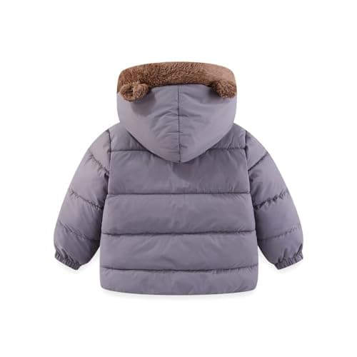 JiAmy Baby Winter Fleece Coat Kids Boys Jacket Outwear Girls Padded Clothes Grey 1-2 Years - Thumbnail 5