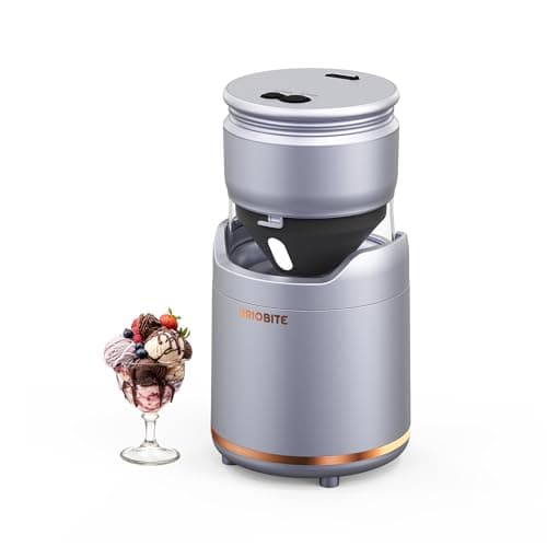 BRIOBITE Ice Cream Maker,Rechargeable Soft Ice Cream Machine with Low Noise,Compact for 1-2 Servings,Perfect for Sorbet,Gelato,Frozen Yogurt,Silver - Image 1