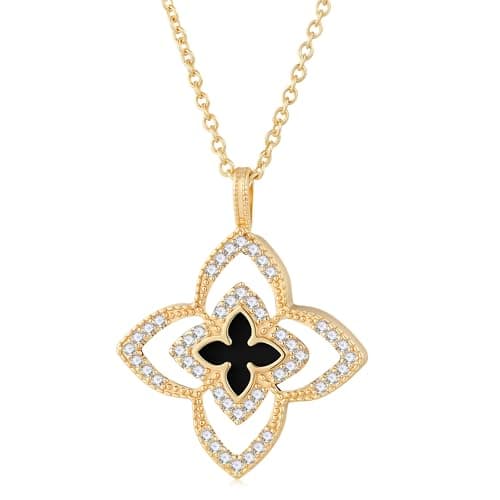 Mujahid Fade-Resistant and Waterproof 14K Gold Plated CZ Necklaces for Women, Hypoallergenic Jewelry, Fashionable Ladies' Jewelry, Suitable as Gifts and Birthday Gifts.Four-Leaf Clover Necklace - Image 1